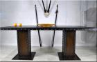 ESSTISCH im INDUSTRIEDESIGN Massivholz Shabby Tisch Stahltisch Säulentisch